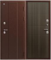 Дверь мет Т-100 (ТЕРМО), Медь антик - Миндаль, хром (2050*960, L, левая)