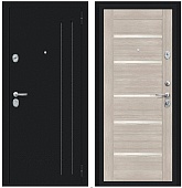 Тульские двери  Б26 ВЕНА Капучино,черн.муар,Царга, белое стекло,два контура,  хром  (2050*960, левая)