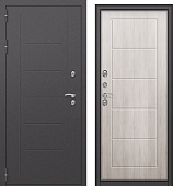 Дверь металл Термаль Экстра (шагрень 7024 / МДФ лиственница белая) (2050*960, левая, термо)