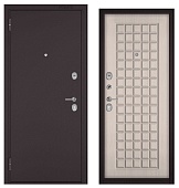 ФЭМЕЛИ ЭКО, МДФ ларче бьянко E-112, 2 замка (2050*860, левая, Ночная задвижка, букле шоколад, хром)