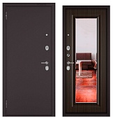 BULDOORS FAMILY ECO, МДФ ларче шоколад E-140 зеркало, 2 замка (2050*960, левая, Ночная задвижка, букле шоколад, хром)