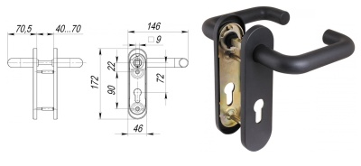 Ручка чёрная на планке, нейлон