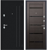 Тульские двери Б28 ВЕНА НОВ Ларче шоколад, черн.муар, царга, черное стекло, два контура, хром  (2050*860, левая)