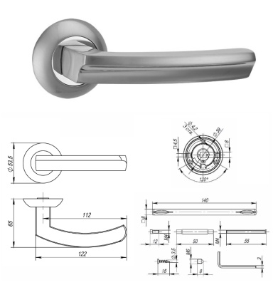 Ручка дверная Апекс Н-0593 хром (Для моделей 25, 44, 45)