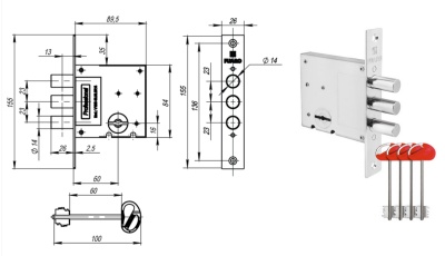 Замок Fuaro сувальдный V10/S-60.00.3R14