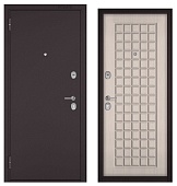 ФЭМЕЛИ ЭКО, МДФ ларче бьянко E-112, 2 замка (1800*960, левая, букле шоколад, хром)