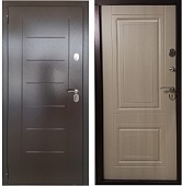 Тульские двери Б35 Термо SIP(медь, тиснение лесенка, МДФ 12мм дуб эко,2петли,1,2мм, хром) (2050*960, левая)