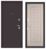 Бульдорс-ЭКОНОМ-70 Пенополистирол, букле шоколад, ларче бьянко Е-212, 2 замка, хром (2050*960, левая)