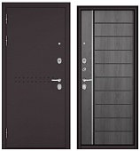 Бульдорс ТРАСТ МАСС, тисн.Р-4, МДФ дуб серый 9С-136 (2050*860, левая, букле шоколад, хром)