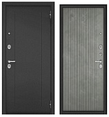 Бульдорс ТРАСТ ЭКО, тисн.РЛ-1, МДФ бетон серый 9E-161 (2050*860, правая, Ночная задвижка, букле антрацит, хром)