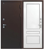 Дверь мет Т-6 (ТЕРМО) Медный муар, МДФ 10 мм Кашемир белый, хром (2050*860, L, левая)