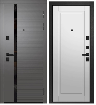 Дверь мет. ОРФЕЙ-615  Софт графит 286 черный лак/ Софт айс ЭРМИТАЖ-7