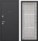 Дверь мет. Агрия Царга 16мм, черный муар, МДФ вяз каньон айс, белое стекло (2050*960, правая)