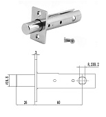 Задвижка врезная 60мм (хром)