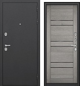 Дверь мет. Агрия Царга 16мм, черный муар, МДФ даст грей, черное стекло (2050*960, правая)