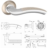 Ручка раздельная R.TL54.LOGICA SN/CP-3 (мат.никель/хром, квадрат 140 мм)