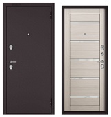 ФЭМЕЛИ ЭКО, МДФ ларче бьянко СР-142 лакобель белое, 2 замка (2050*960, правая, Ночная задвижка, букле шоколад, хром)