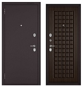 Бульдорс ФЭМЕЛИ ЭКО, МДФ ларче шоколад E-112, 2 замка (2050*960, левая, Ночная задвижка, букле шоколад, хром)