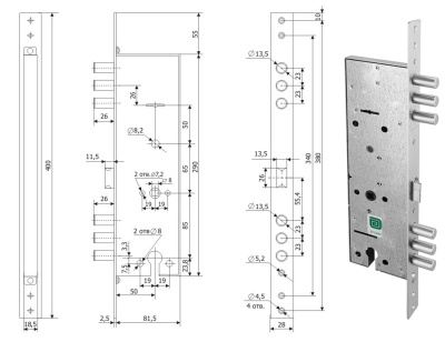Замок врезной 2-х системный Гардиан  1512 (для Тульских дверей)