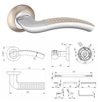 Ручка дверная Апекс Н-0826 хром (Для моделей 11, 12, 12С, 12Т, 32,32С, steel 12)