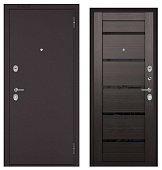 ФЭМЕЛИ ЭКО, МДФ ларче шоколад СР-142 лакобель черное, 2 замка (2050*960, правая, Ночная задвижка, букле шоколад, хром)