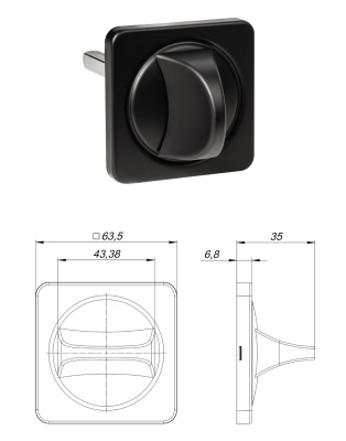 Ручка поворотная BKW8x75.K.MSC62 BL-24