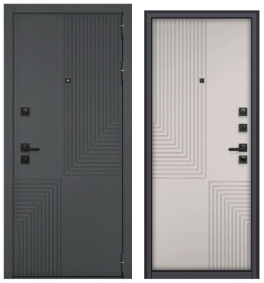 Дверь металл Галеон-1 (МДФ графит шагрень/МДФ веллюто ферро)