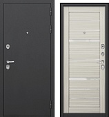 Дверь мет. Агрия Царга 16мм, черный муар, МДФ сандал белый, белое стекло (2050*960, правая)