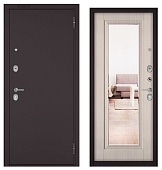 BULDOORS FAMILY ECO, МДФ ларче бьянко E-140 зеркало, 2 замка (2050*860, правая, Ночная задвижка, букле шоколад, хром)