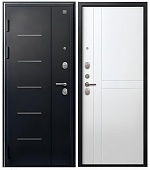 Дверь мет V-06, Черный муар, ПВХ Белый, хром (2050*960, R, правая)