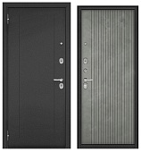 Бульдорс ТРАСТ ЭКО, тисн.РЛ-1, МДФ бетон серый 9E-161 (2050*860, левая, Ночная задвижка, букле антрацит, хром)