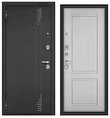 Бульдорс ТРАСТ ЭКО, букле антрацит тисн.РЛ-11, МДФ дуб белый матовый 9ЕД-1, хром (2050*960, левая, Ночная задвижка)