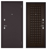 Бульдорс ФЭМЕЛИ ЭКО, МДФ ларче шоколад E-112, 2 замка (2050*960, правая, Ночная задвижка, букле шоколад, хром)