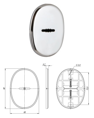 Декоративная накладка ESC 477 eco (90х65) СP сувальдная