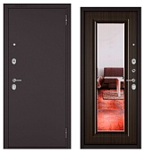 BULDOORS FAMILY ECO, МДФ ларче шоколад E-140 зеркало, 2 замка (2050*860, правая, Ночная задвижка, букле шоколад, хром)