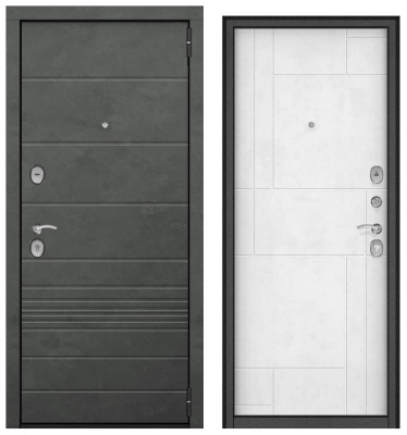 Дверь металл Агрия NEW (МДФ бетон графит/МДФ лофт белый)