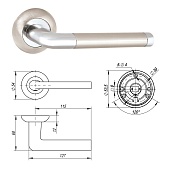 Ручка дверная 0883 (REX TL) (мат.никель/хром, квадрат 140 мм)