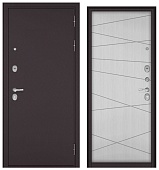 Бульдорс ТРАСТ МАСС, МДФ ларче белый 9С-130 (2050*960, правая, букле шоколад, хром)