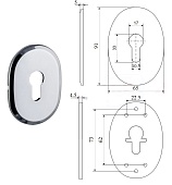 Декоративная накладка ESC 473 (90х65) СP цилиндровая (хром)