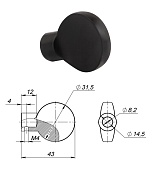 Вертушок на цилиндровый механизм  со штоком (ЧЕРНЫЙ) (,,,)