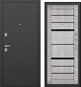 Дверь мет. Агрия Царга 16мм, черный муар, МДФ вяз каньон айс, черное стекло (2050*960, правая)