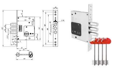 Замок врезной сувальдный Fuaro MDV25/S-60.00.3R16